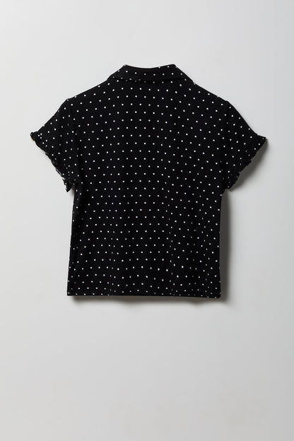 Ruffle Button-Up Top & Short Pajama Set