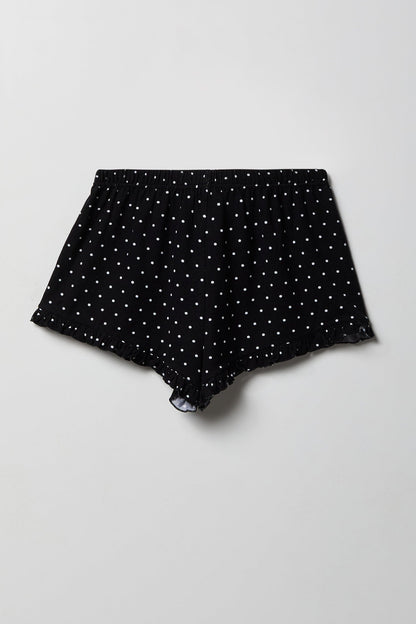 Ruffle Button-Up Top & Short Pajama Set