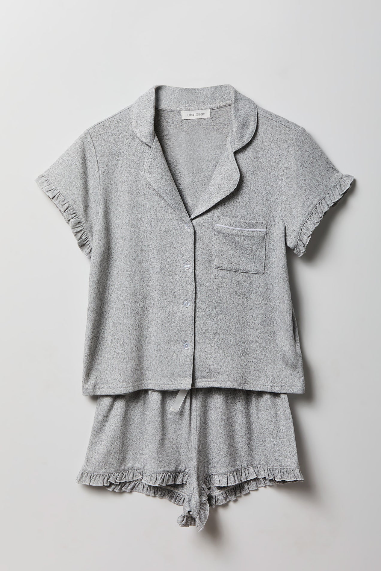 Ruffle Button-Up Top & Short Pajama Set