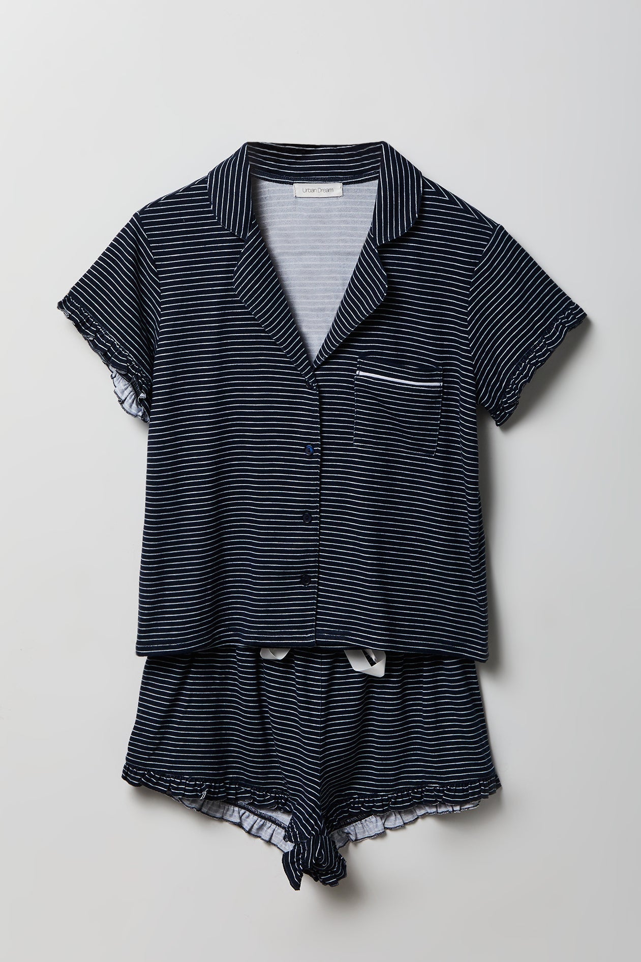 Ruffle Button-Up Top & Short Pajama Set