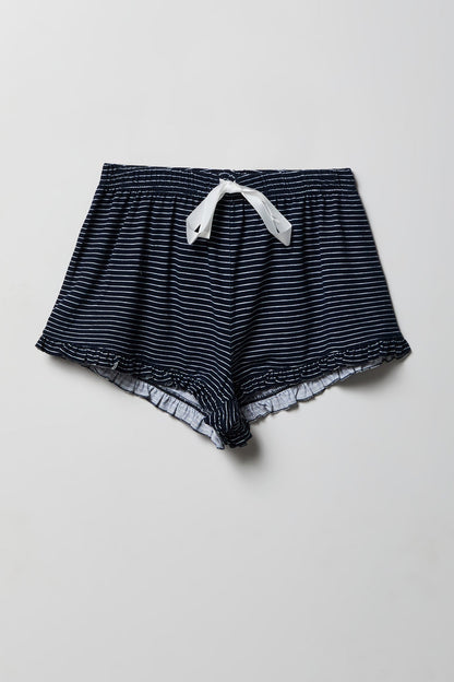 Ruffle Button-Up Top & Short Pajama Set