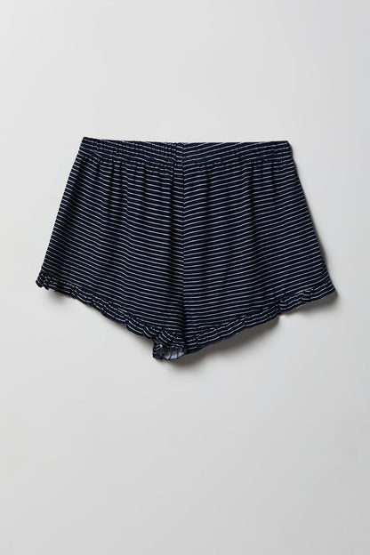 Ruffle Button-Up Top & Short Pajama Set