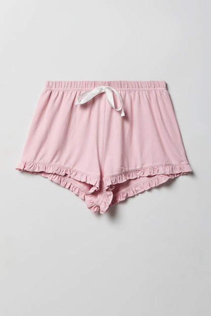 Ruffle Button-Up Top & Short Pajama Set