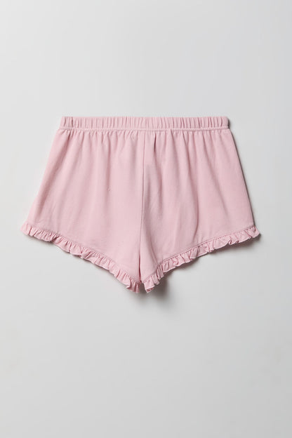 Ruffle Button-Up Top & Short Pajama Set