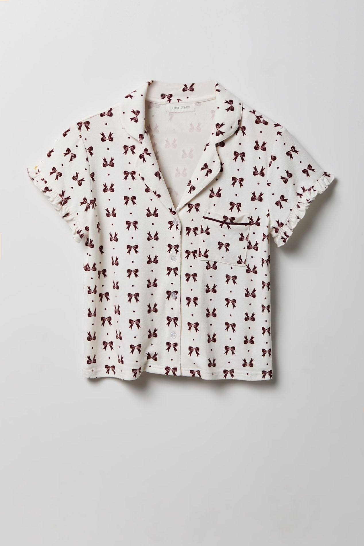 Ruffle Button-Up Top & Short Pajama Set