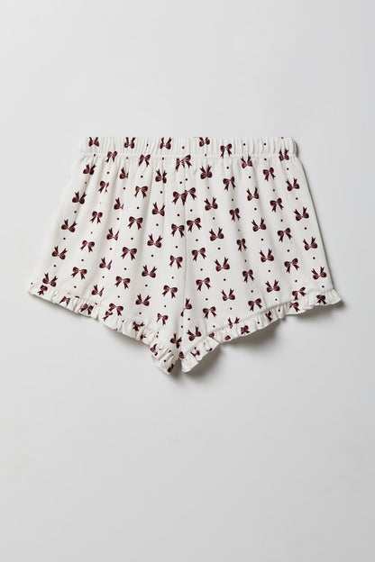 Ruffle Button-Up Top & Short Pajama Set