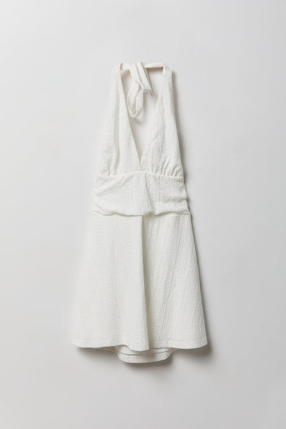 Textured Mini Halter Dress