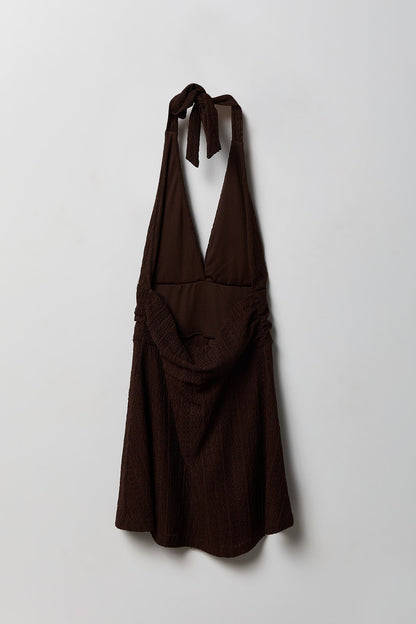 Textured Mini Halter Dress