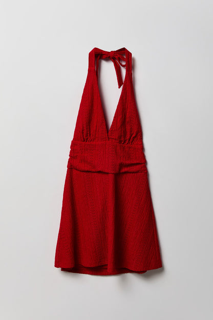 Textured Mini Halter Dress
