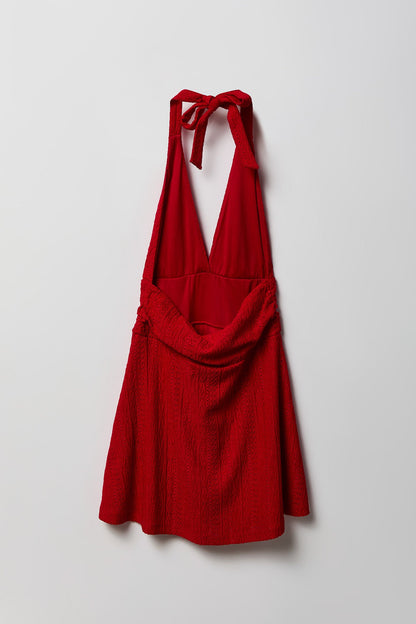 Textured Mini Halter Dress