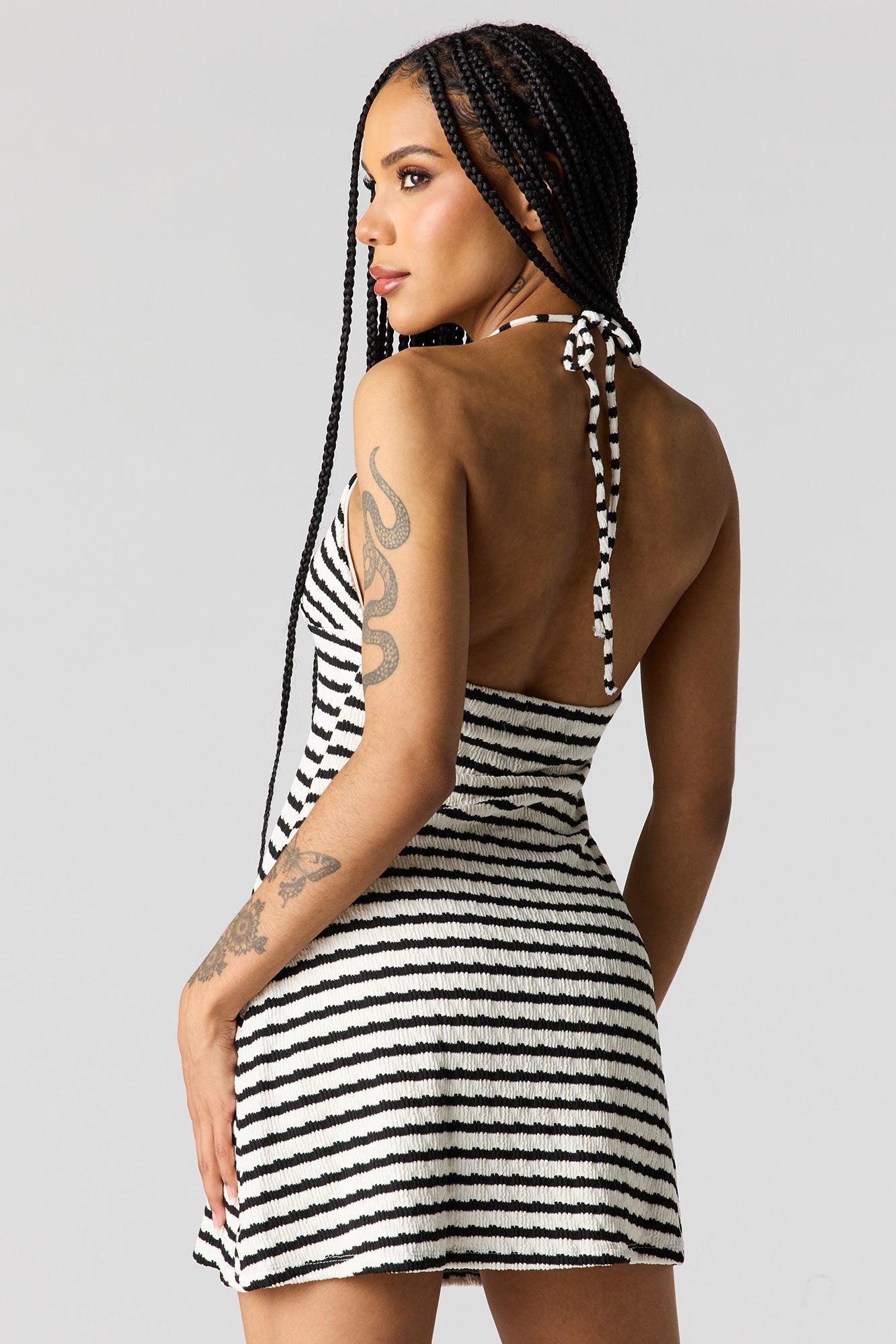 Beaded Halter Mini Dress