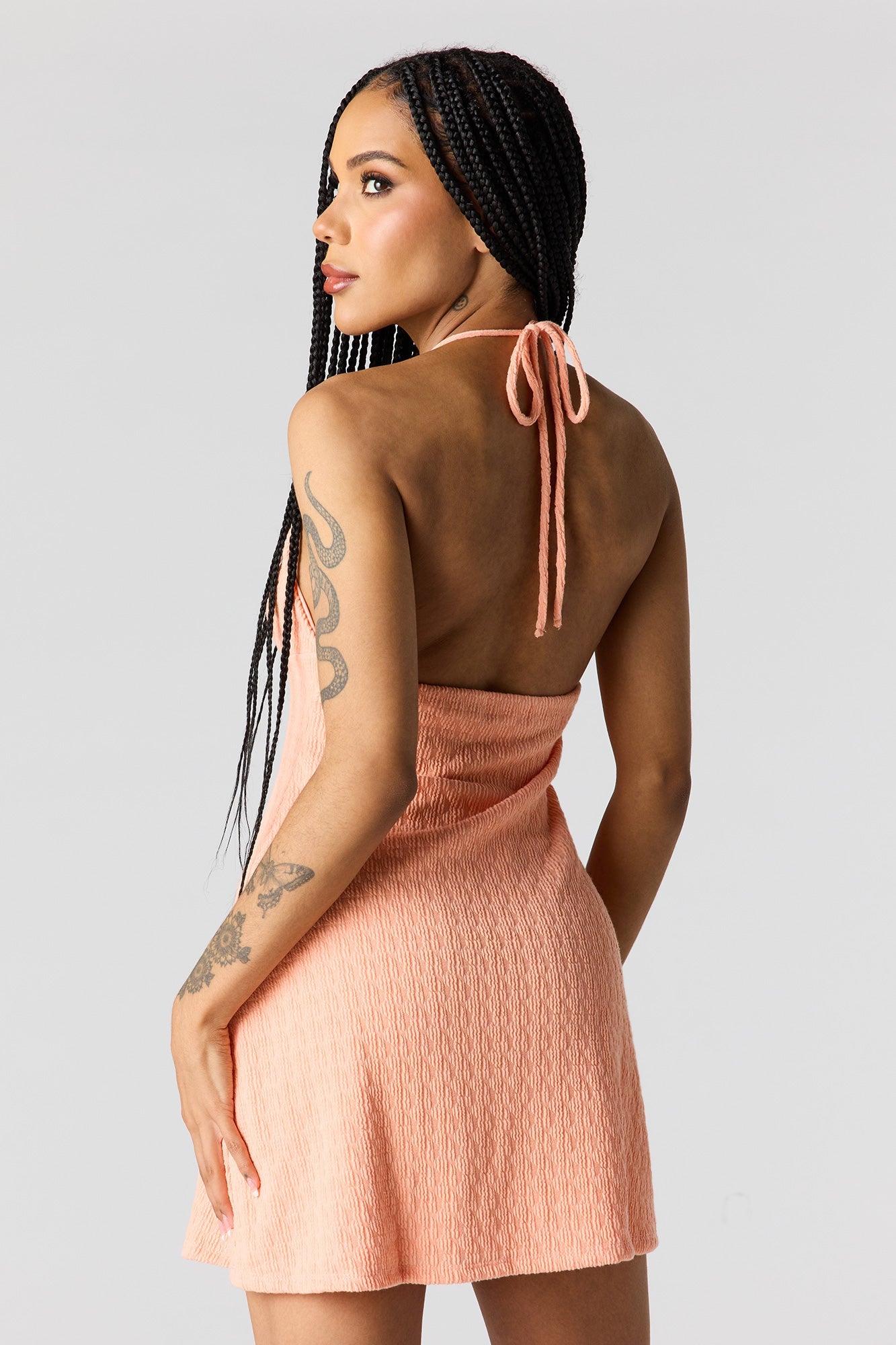 Beaded Halter Mini Dress