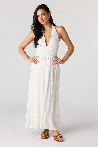 Lace Trim Halter Maxi Dress