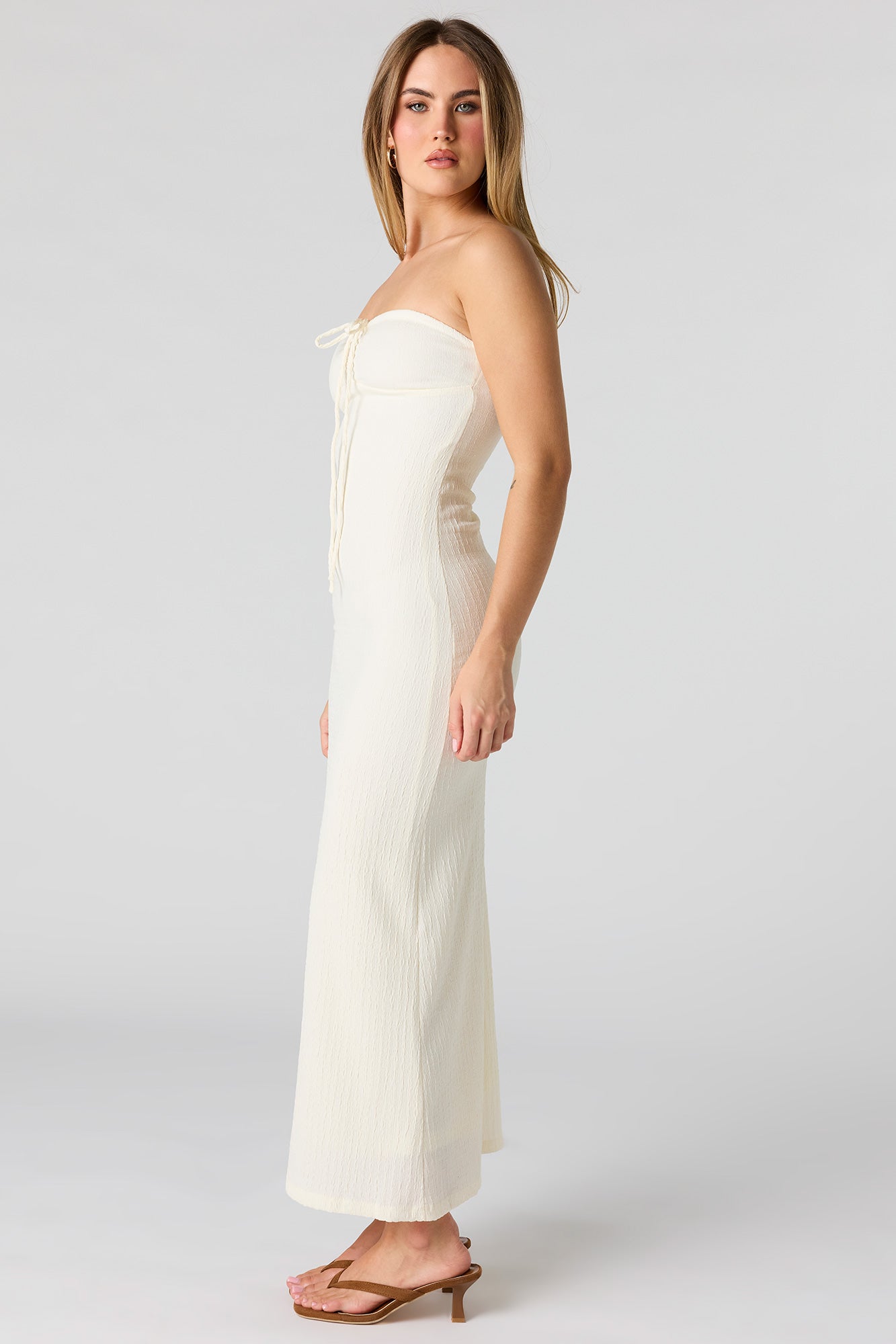 Braless Textured Tube Midi Dress
