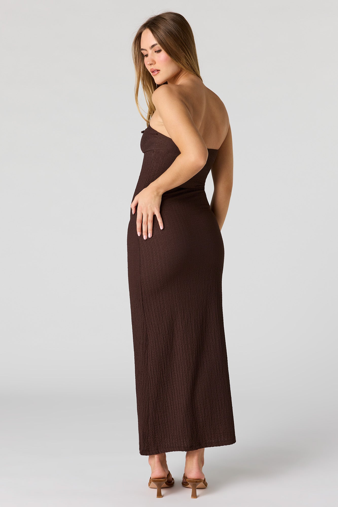 Braless Textured Tube Midi Dress