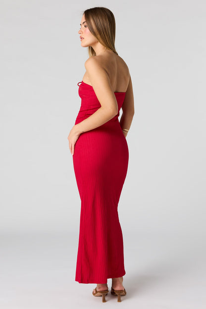 Braless Textured Tube Midi Dress