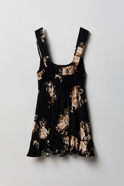 Printed Scoop Neck Mini Dress