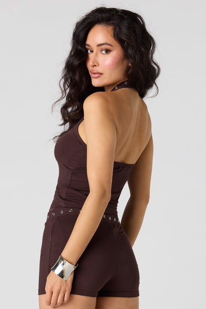 Eyelet Halter Top
