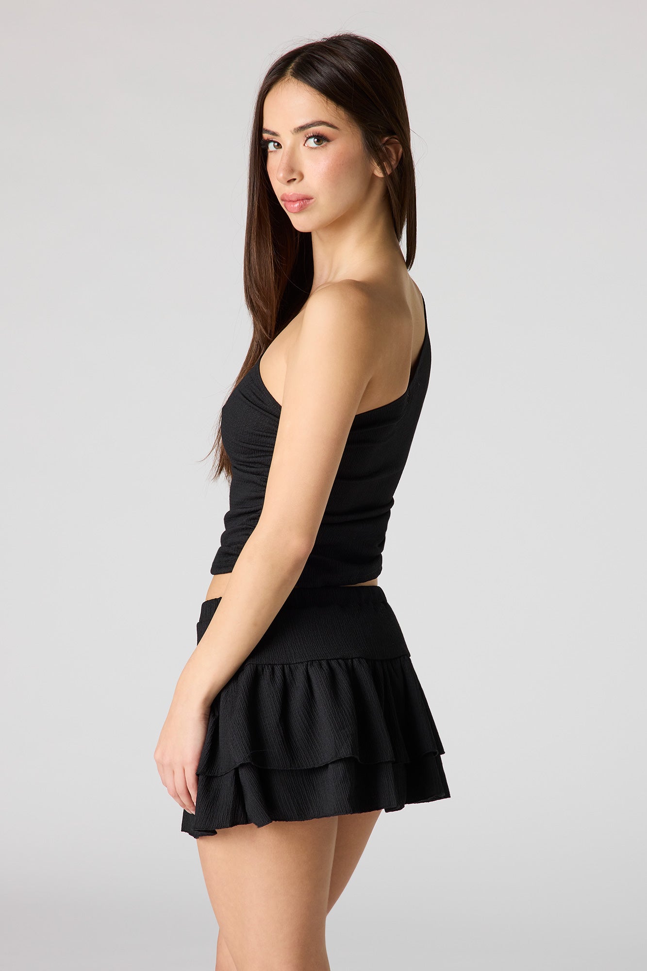 Textured Tiered Mini Skort