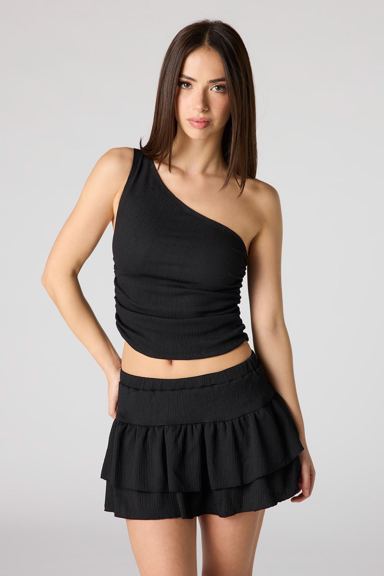 Textured Tiered Mini Skort