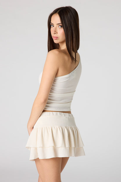 Textured Tiered Mini Skort