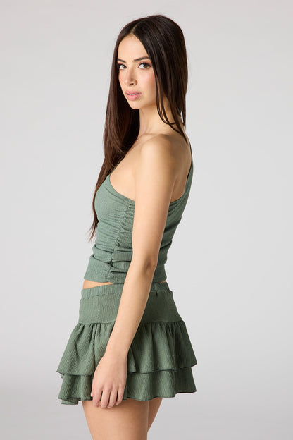Textured Tiered Mini Skort