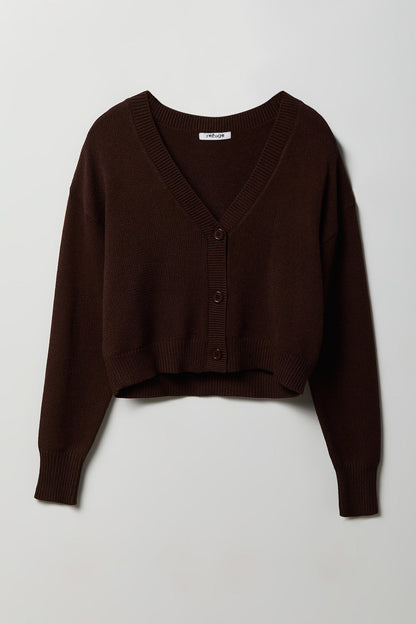 V-Neck Button-Up Cardigan