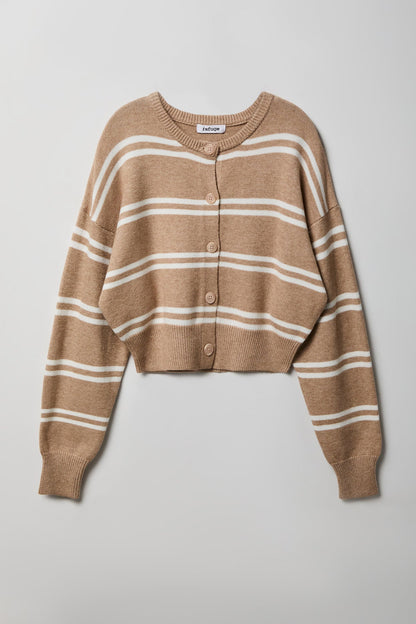 Striped Button-Up Cardigan