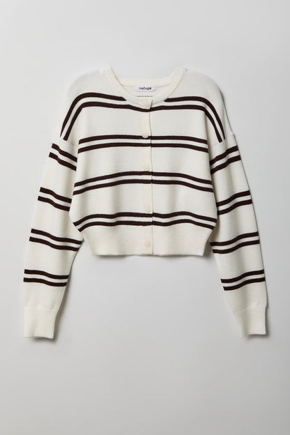 Striped Button-Up Cardigan