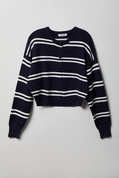 Striped Button-Up Cardigan