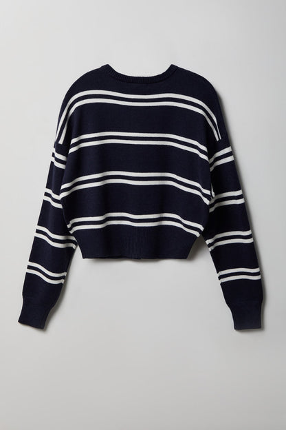 Striped Button-Up Cardigan