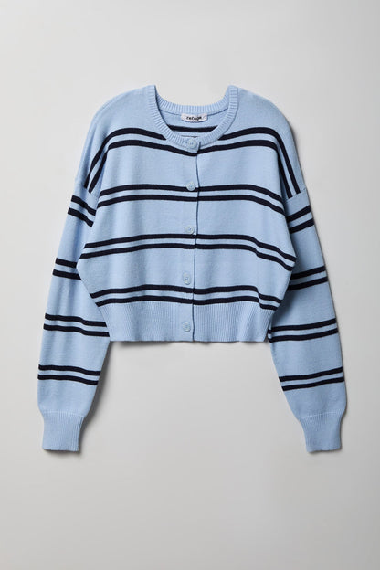 Striped Button-Up Cardigan