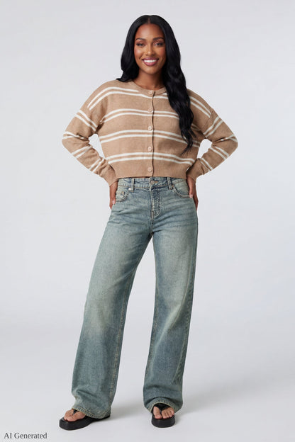 Striped Button-Up Cardigan