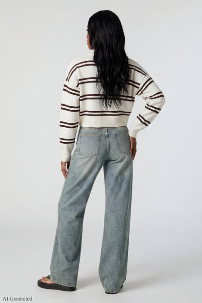 Striped Button-Up Cardigan