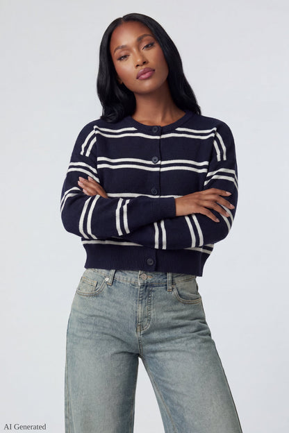 Striped Button-Up Cardigan