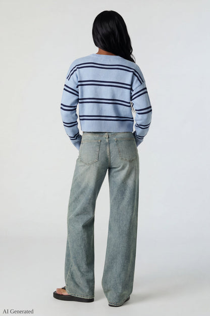 Striped Button-Up Cardigan
