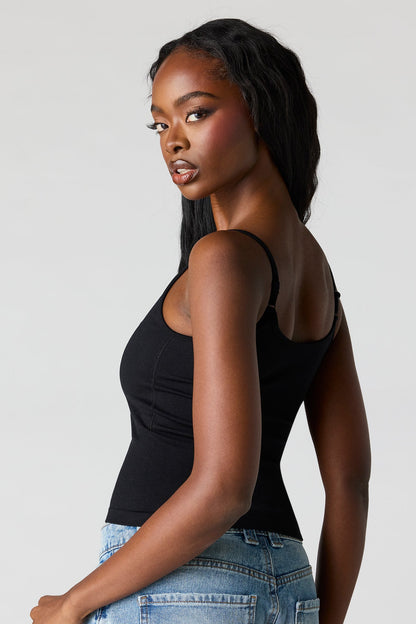 Braless Seamless Ribbed Scoop Neck Tank