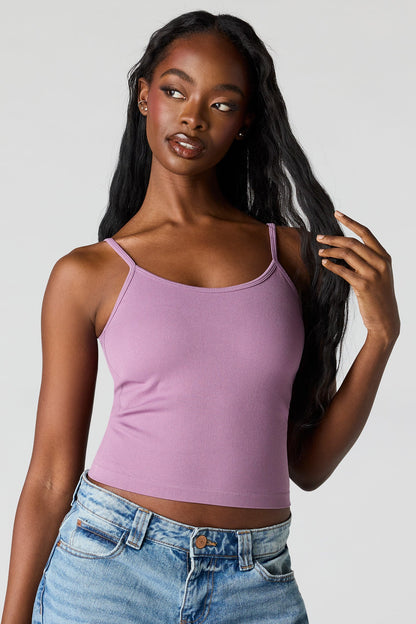 Braless Seamless Ribbed Scoop Neck Tank