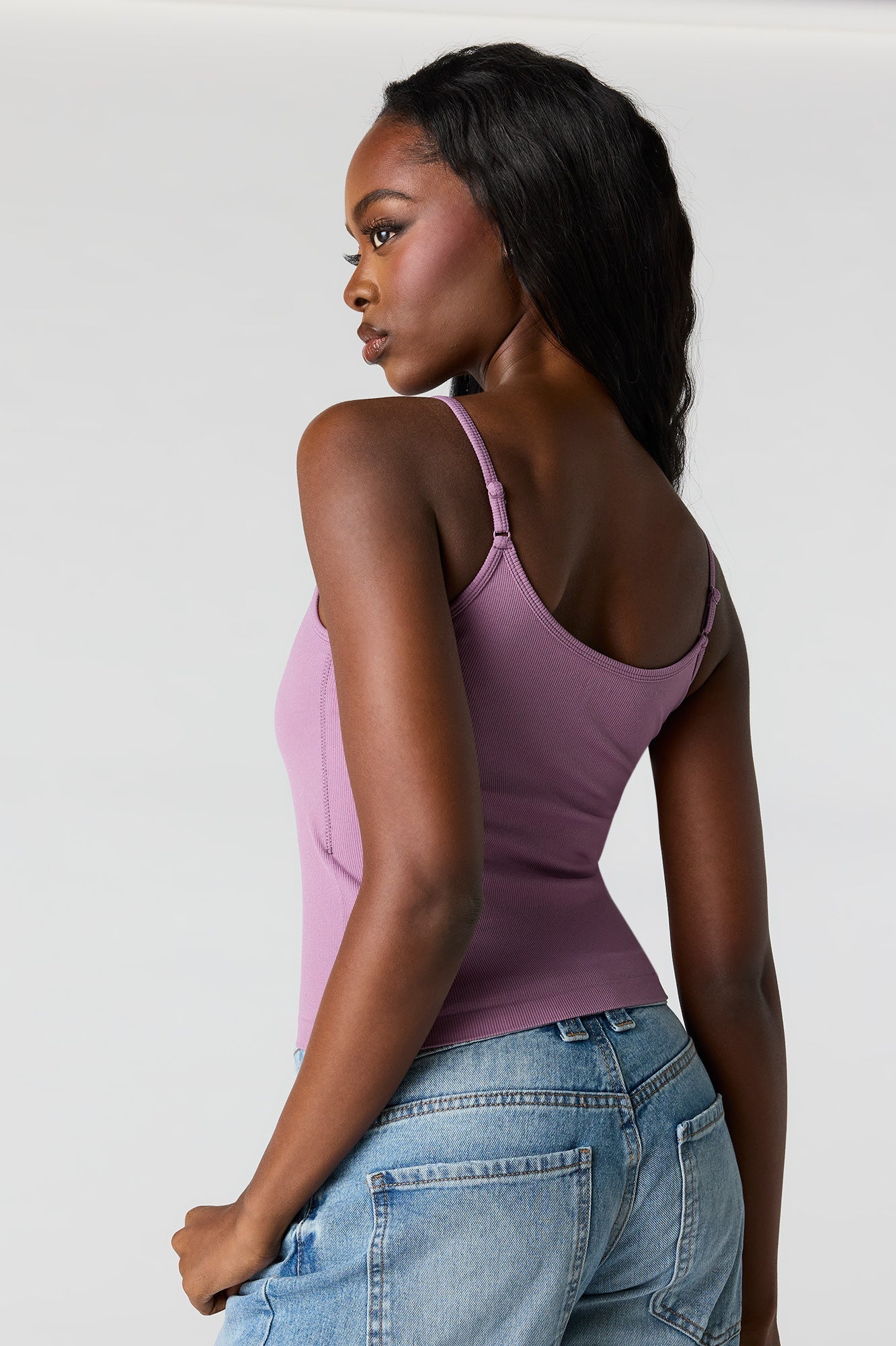 Braless Seamless Ribbed Scoop Neck Tank