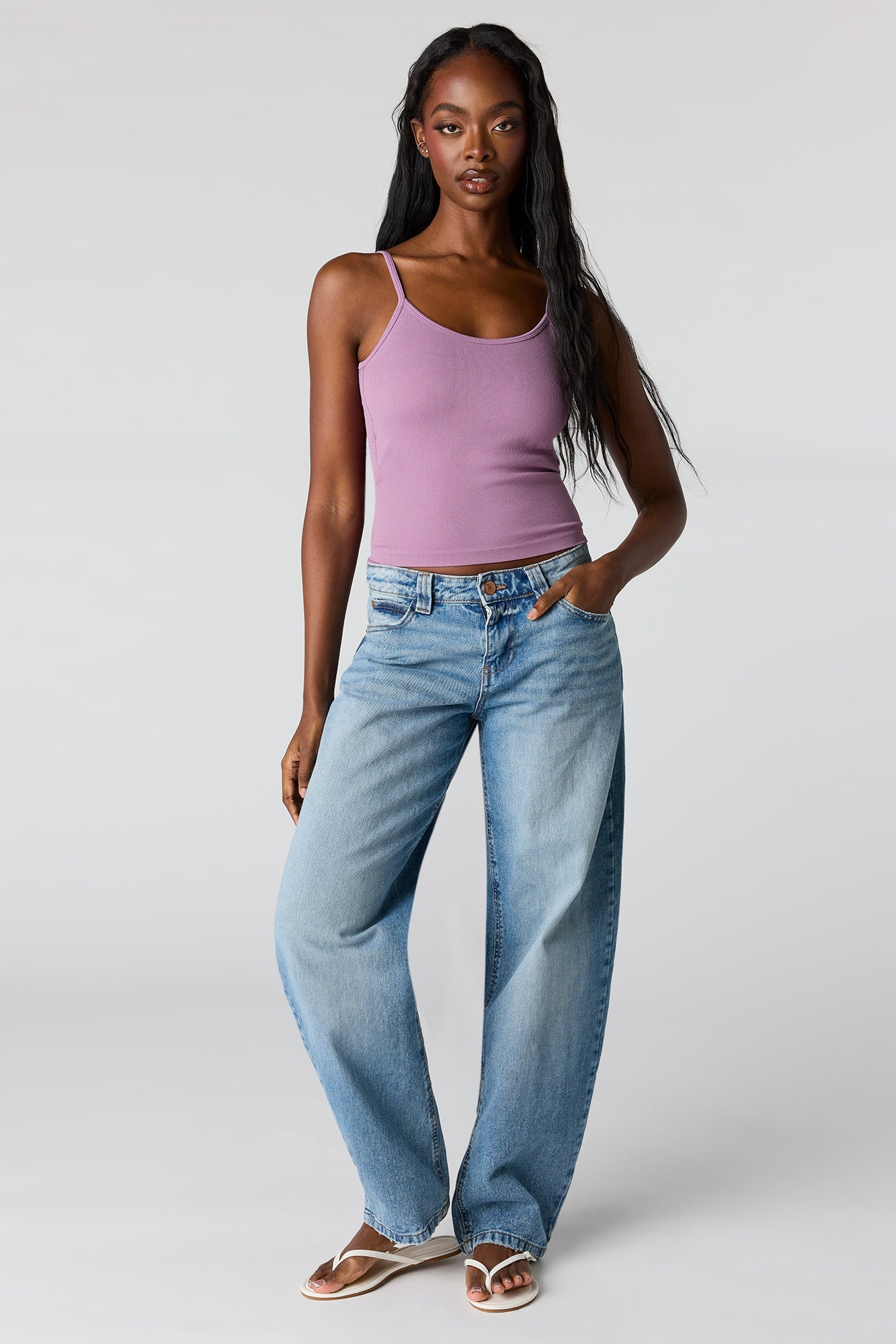 Braless Seamless Ribbed Scoop Neck Tank