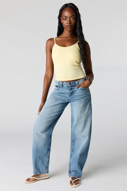 Braless Seamless Ribbed Scoop Neck Tank