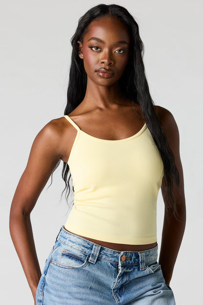 Braless Seamless Ribbed Scoop Neck Tank