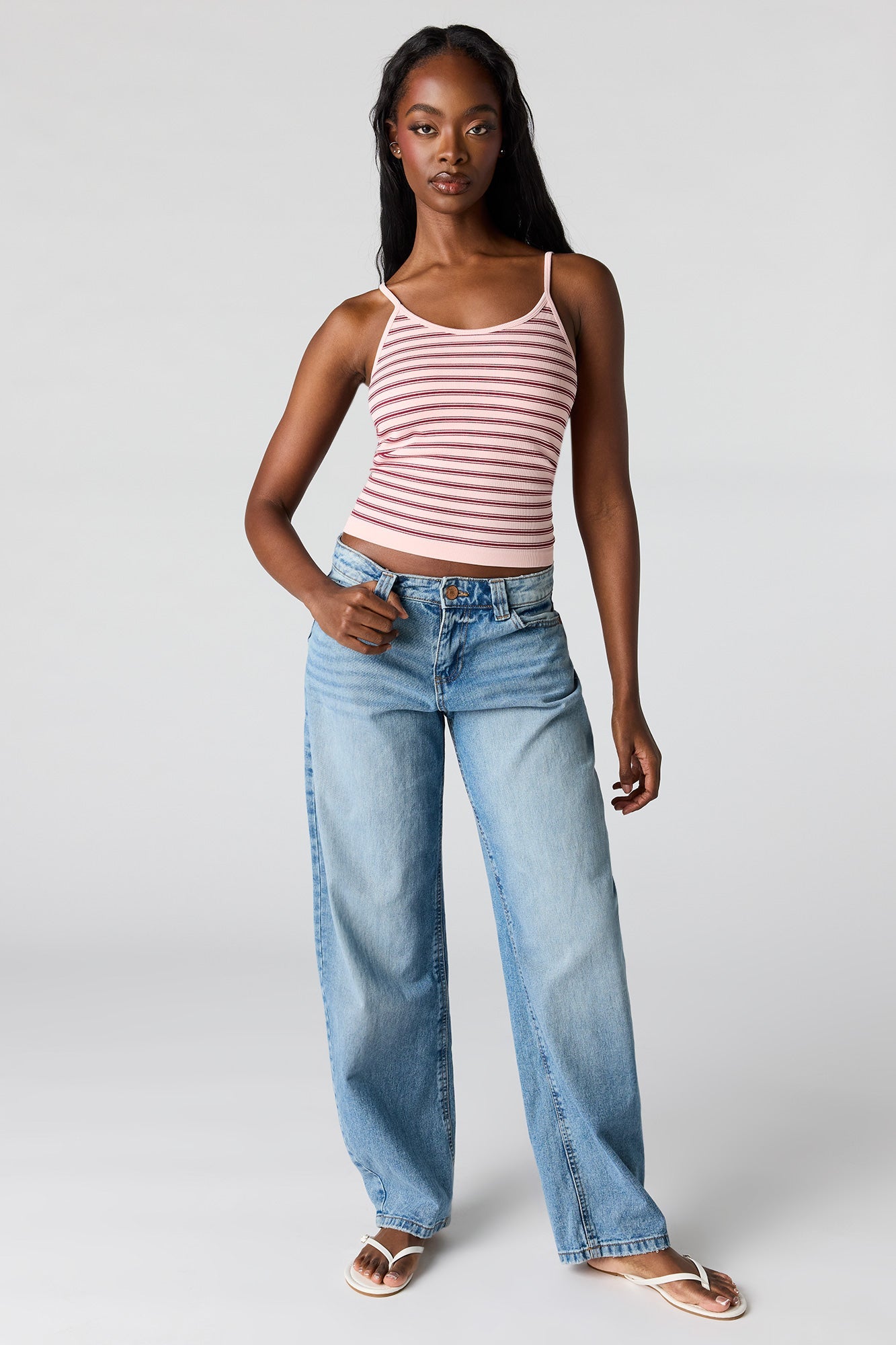 Braless Seamless Ribbed Scoop Neck Tank