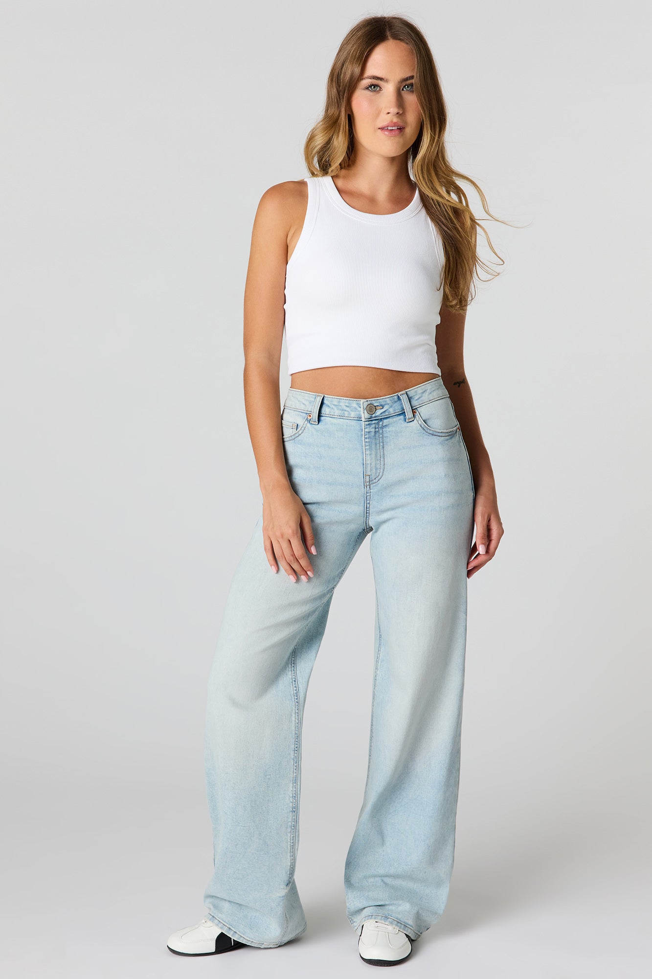 Paris Stretch High Rise Wide Leg Light Jean