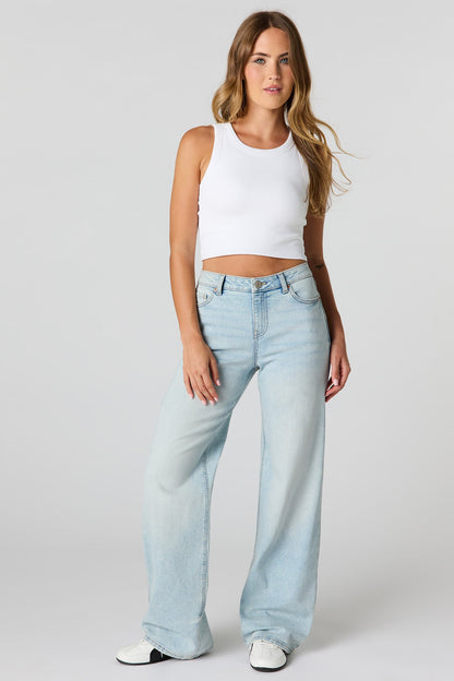 Paris Stretch High Rise Wide Leg Light Jean