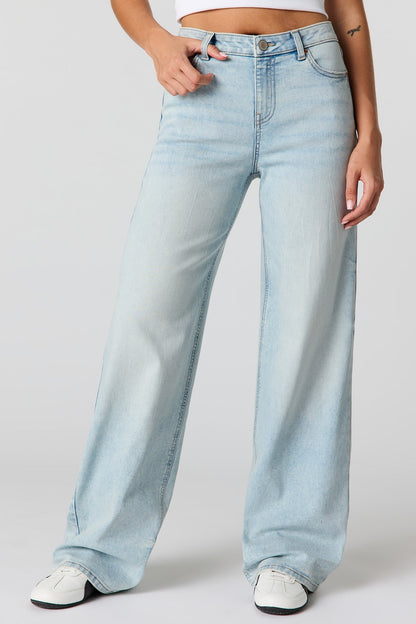 Paris Stretch High Rise Wide Leg Light Jean