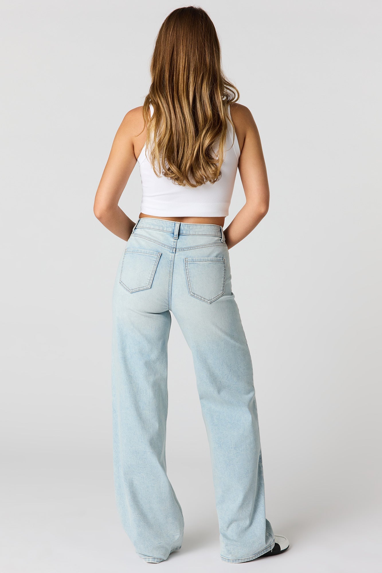 Paris Stretch High Rise Wide Leg Light Jean