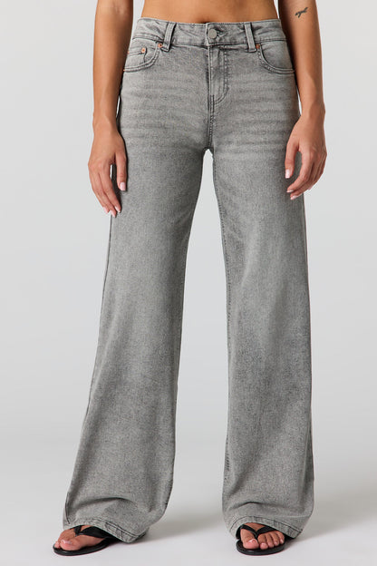 Paris Stretch High Rise Wide Leg Grey Jean