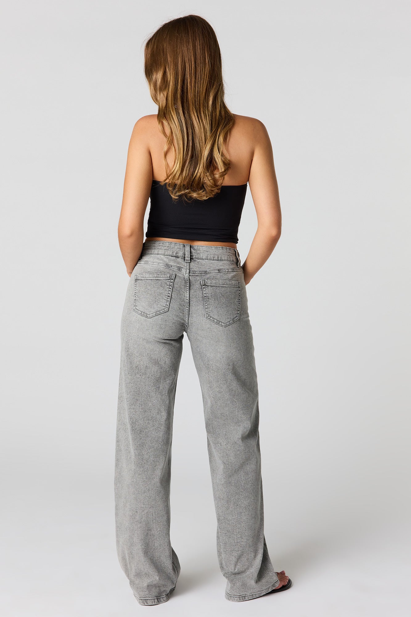 Paris Stretch High Rise Wide Leg Grey Jean