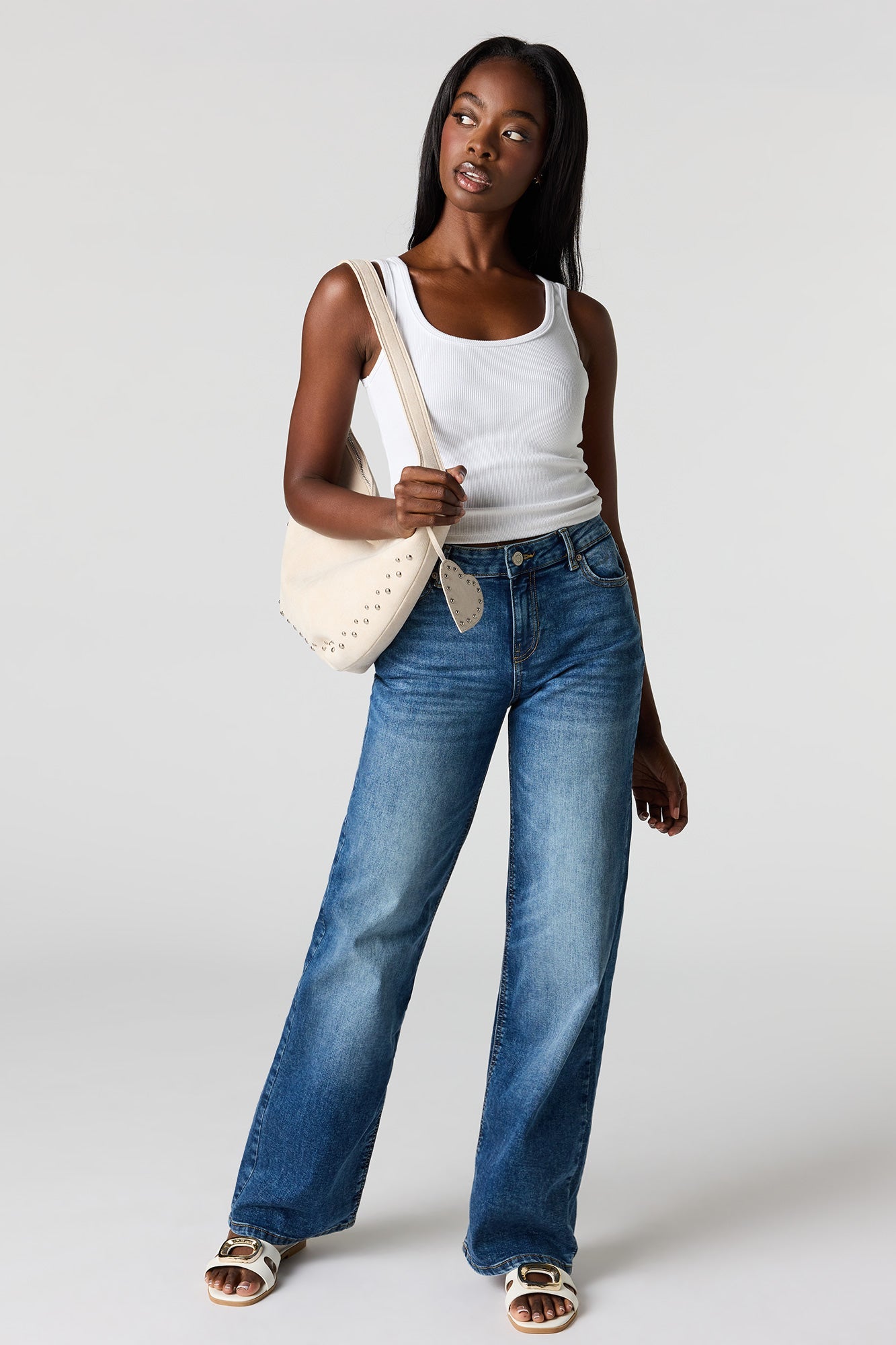 Paris Stretch High Rise Wide Leg Dark Jean